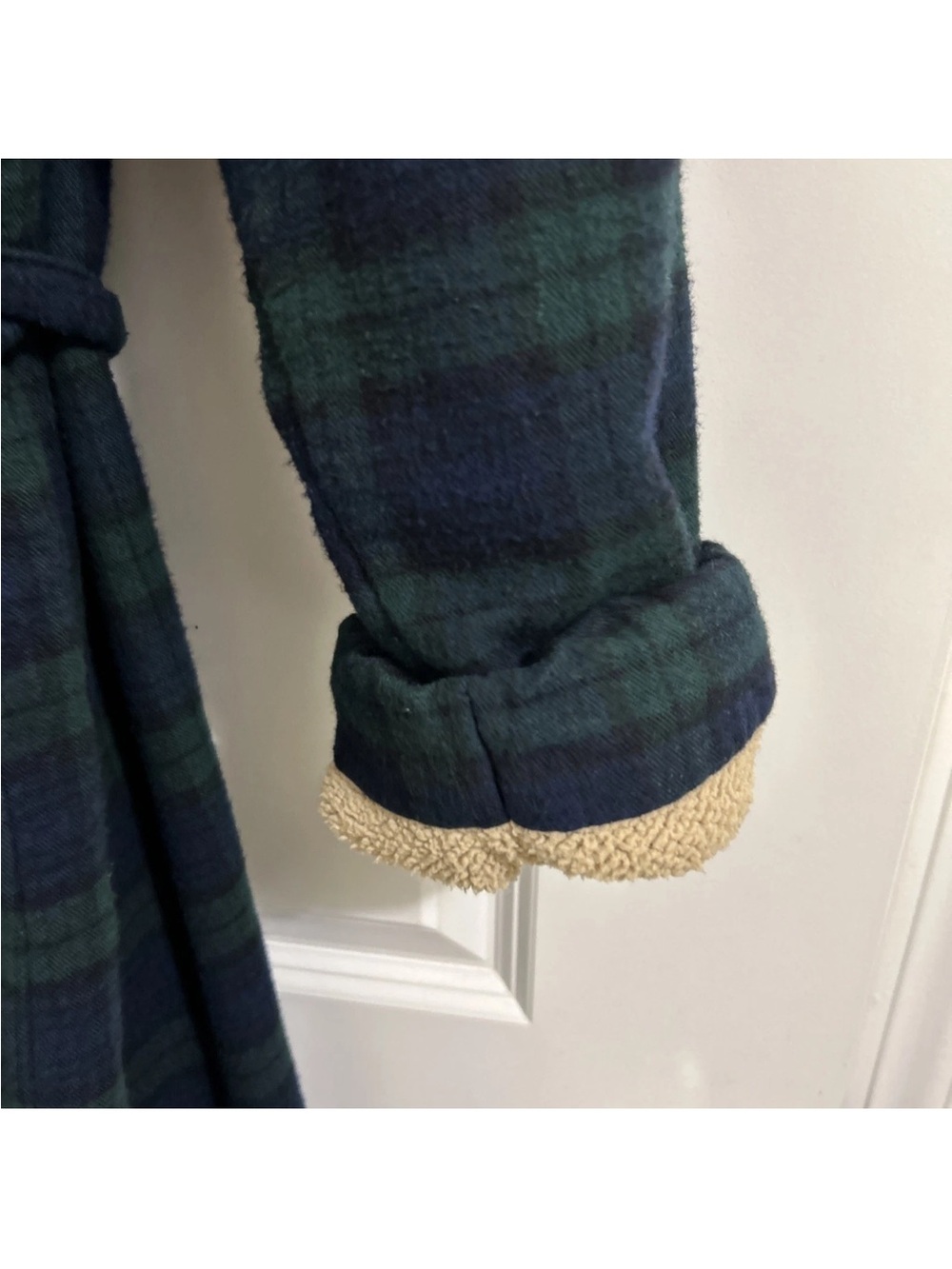L.L. Bean Men’s Scotch Plaid Flannel Robe Sherpa Lined Size XL Tall - Picture 6 of 15